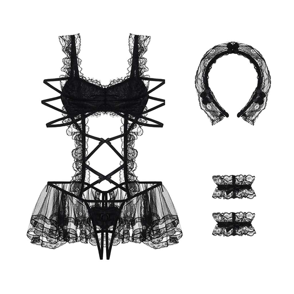 Lace Lingerie Sexy Maid Costume Role Play Set