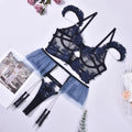Floral Embroidery Lingerie Set with Chain Cami Top