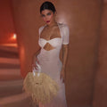 Sheer Sexy Tie Neck Cutout Dress (Evening Gown)