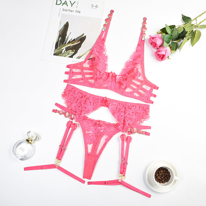 2023 Vintage Gem Embroidered Bra Lingerie Set