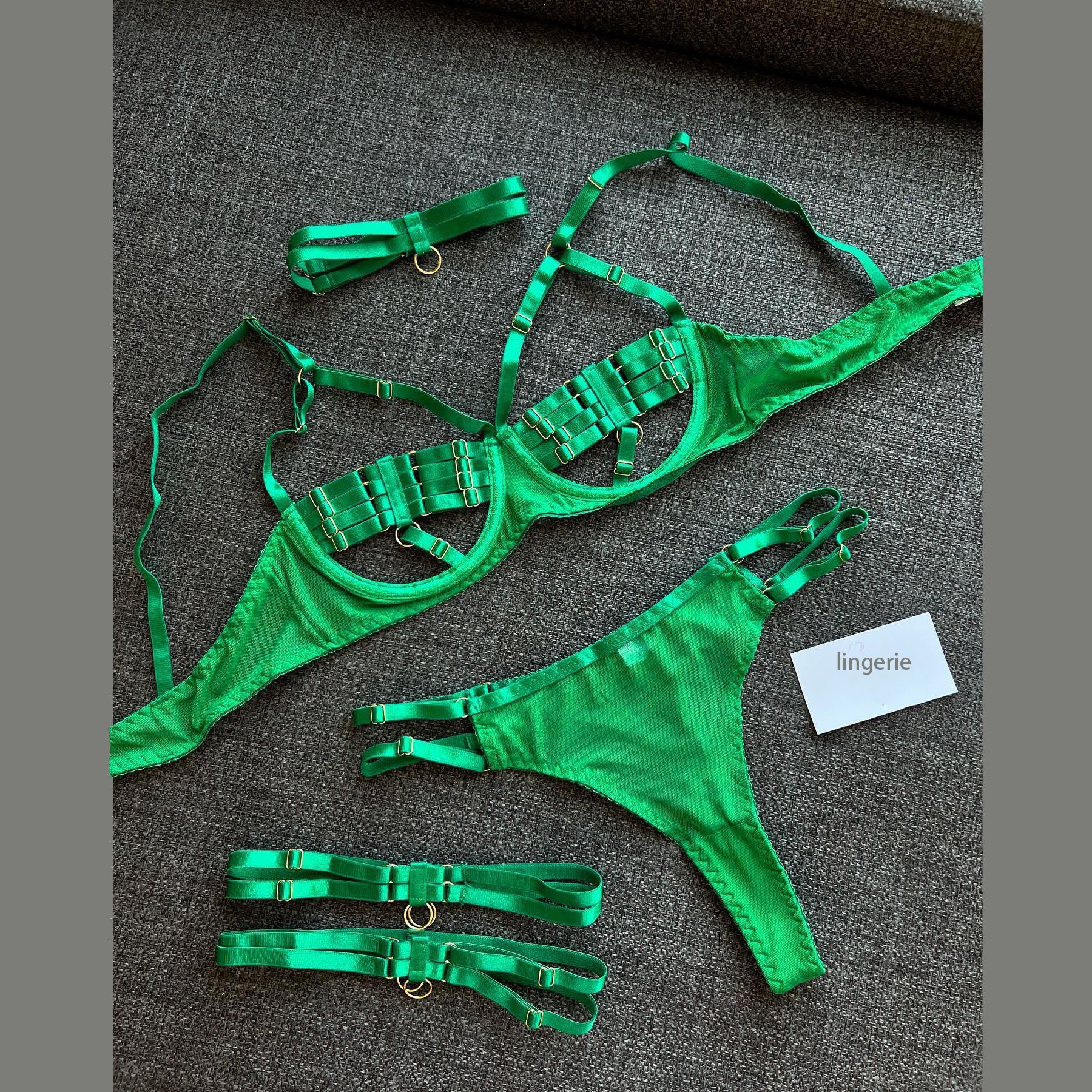 Fashionable Lace-Up Lingerie Set with Complex Design