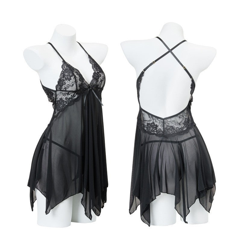 Oshilin Lace Temptation Lingerie Set with Sheer Nightgown